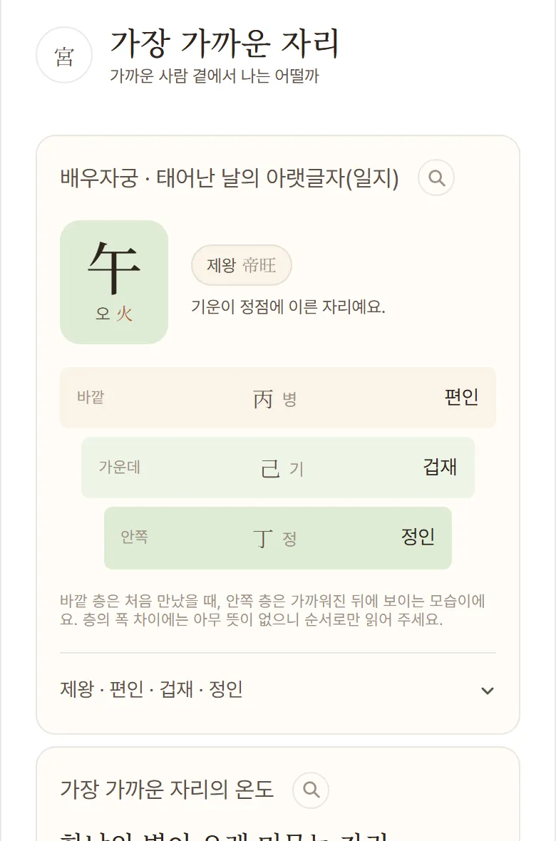 1부 · 가장 가까운 자리 실제 화면 예시